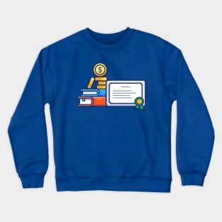 Scholarship, Book Certificate And Coin Cartoon Crewneck Sweatshirt